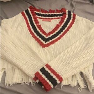 Distressed cropped sweater